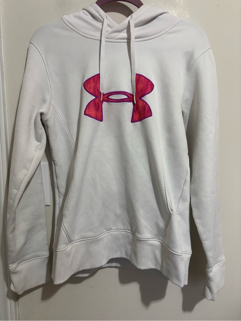 Under Armour White Hoodie with Pink Striped Lining